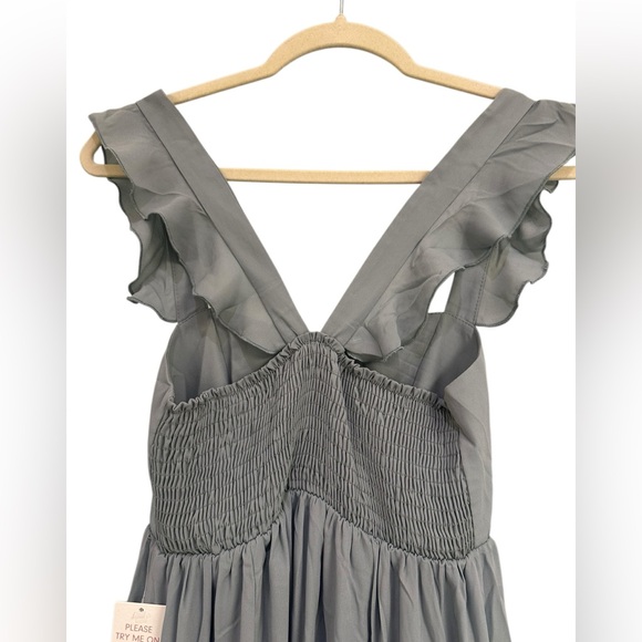 Show Me Your MuMu June Ruffle-Strap Maxi Dress – Steel Blue, Size S NWT - Picture 7 of 9